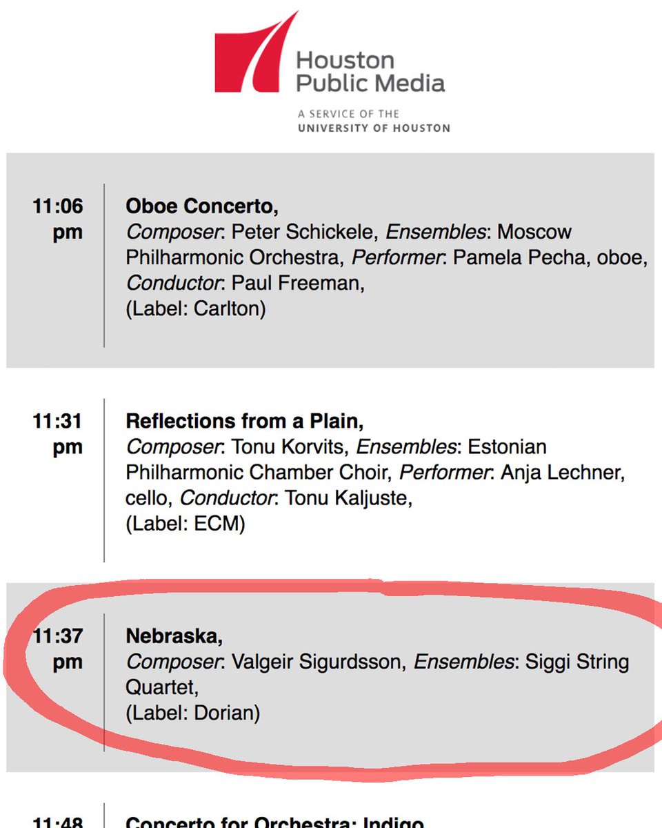 Great to see #SouthOfTheCircle getting recent airtime on <a href="/yourclassical/">YourClassical</a>, <a href="/KALXradio/">KALX Berkeley</a>, and <a href="/HoustonPubMedia/">Houston Public Media</a>!
Listen here: bit.ly/SouthOfTheCirc…
Sono Luminus #sonoluminus #stringquartet #icelandicmusic #siggiquartet