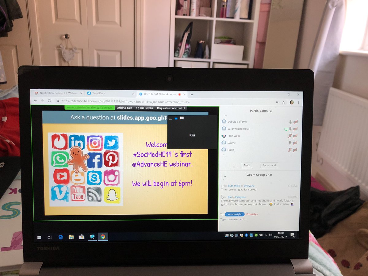 debbaff's tweet photo. Getting ready for the #SocMedHE19 #100TweetChallenge ... Whoo hoo ! @belld17 and @Sarah__wright1 this is my view tonight 😀 https://t.co/1JpcX5n3SK