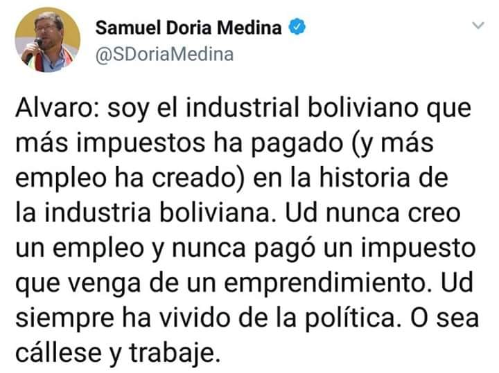 No soy devoto de Samuel, pero debo destacar este reverendo sopapo al marica del #Lineras <a href="/VPEP_Bol/">Vicepresidencia de Bolivia</a>