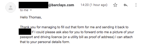 tryrobbo's tweet image. On the same day that BA gets a £183m fine for GDPR violations, @Barclays asks me to send scans of my passport and driving license via email, a very insecure method. I don't think so.  #GDPR #fail #whenWillTheyLearn