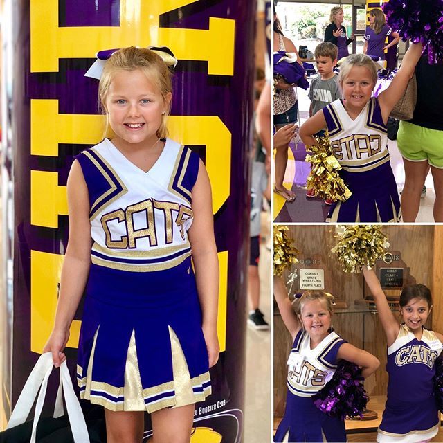 gregabel's tweet image. Lily is off to cheer camp and talked dad into buying all the gear on the way in. Go Wildcats... 🐯