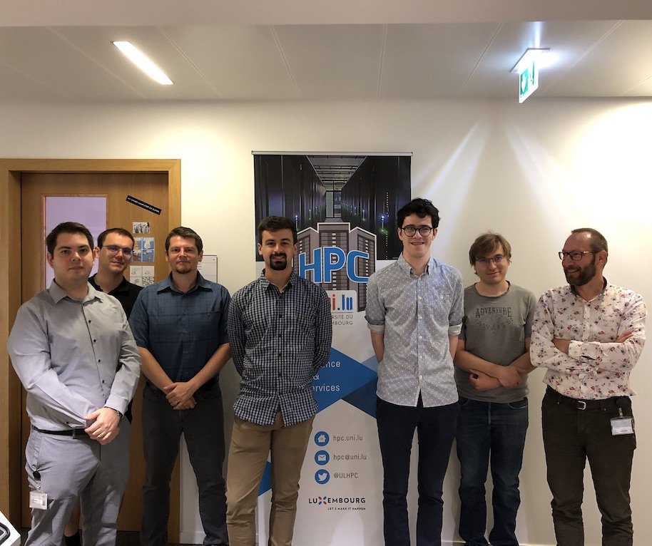 ULHPC's tweet image. Today we welcome Sean Mahon &amp;amp; @StringherMatteo within the @uni_lu #HPC Team as part of #PRACE Summer of HPC 2019 #SoHPC to work on #HPC projects tied to #DeepLearning #EnergyEfficiency. Short visit of #Belval campus, @uni_lu #HPC &amp;amp; Luxembourg Learning Centre #llc_uni_lu