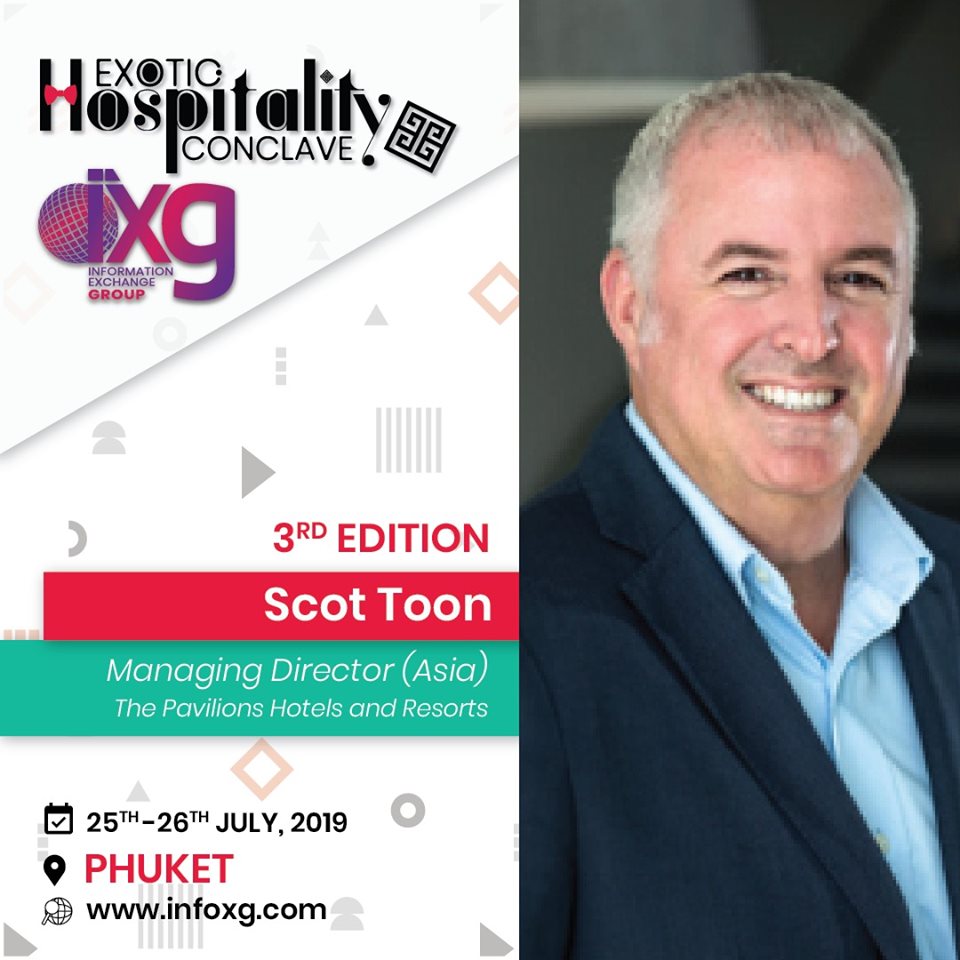infoxg's tweet photo. 🎤 #MeetTheSpeaker

Meet Scot Toon, Managing Director (Asia), The Pavilions Hotels and Resorts, he will be speaking at Exotic Hospitality Conclave 2019, Phuket.
Register Here: https://t.co/LcmiscaCwE

#InfoXG #event #business #hosting #security #news #team #time #Media #meetup https://t.co/ouj5kyTeCQ