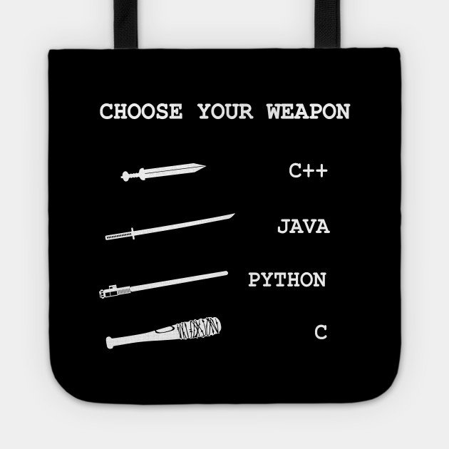 CProgramming1's tweet photo. Choose Your Weapon Wisely - Which one is yours?
#cplusplus #leantocode #cprogramming #java #Python #c https://t.co/YGnCVovp0d