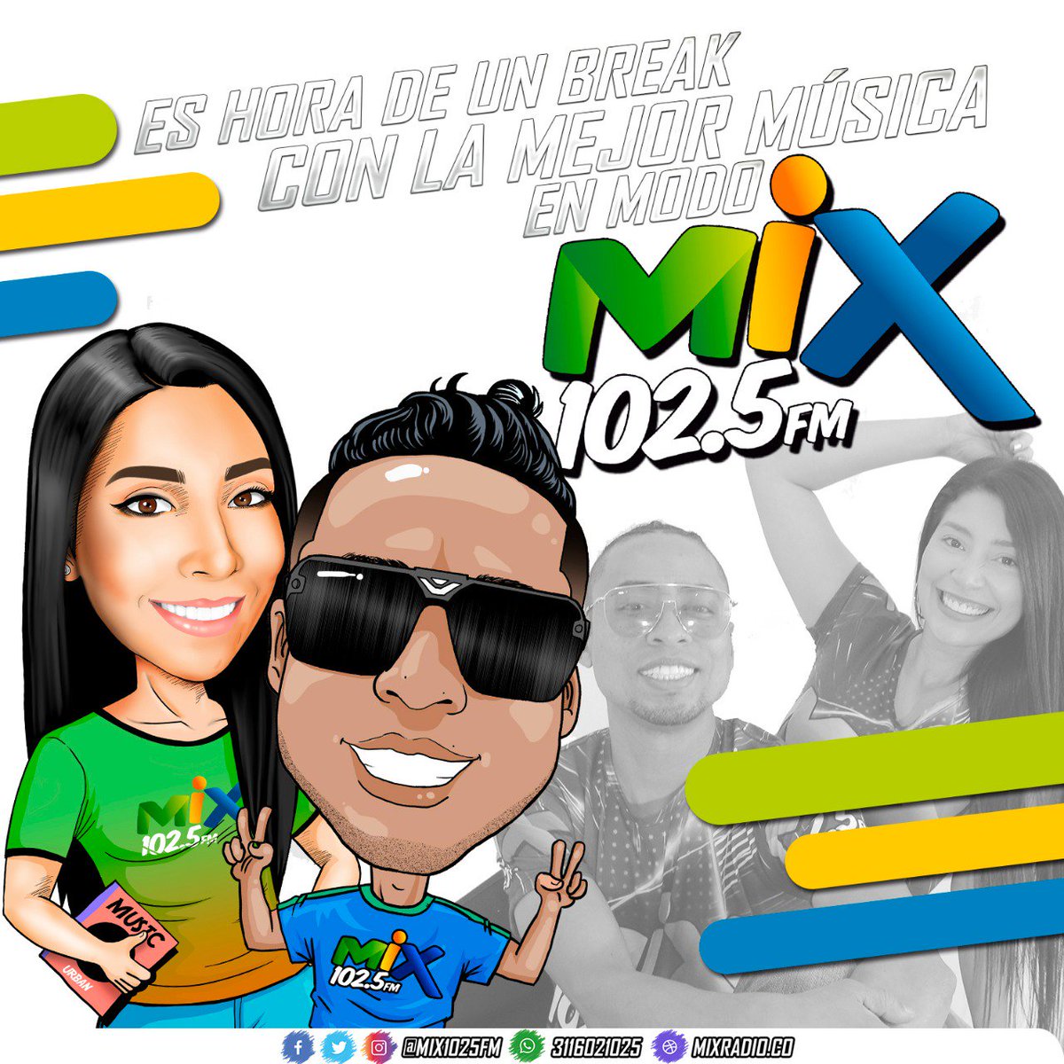 mix1015fmcali's tweet photo. Es hora de un #BreakMix con la mejor musica ¡Repórtate al 3116021025! al aire @Xiomy_caballero y @Ofersolis https://t.co/gtFzgmXLm9