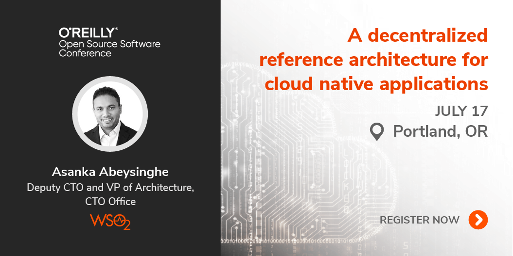 wso2's tweet image. 📌 Mark the date: July 17, 2019
@asankama will be presenting at @OSCON. He will discuss our cell-based reference architecture, which is decentralized, #APICentric, #CloudNative, and #Microservices friendly.
oreil.ly/2xioZ92
#OReillyOSCon #WSO2