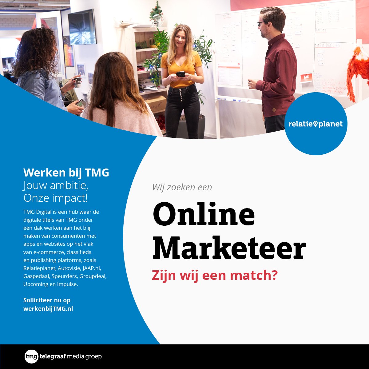 TMGvacatures's tweet photo. Kom jij binnenkort bij ons op date? Solliciteer nu: https://t.co/keOPnb0mxU https://t.co/Ddd04TsYiu