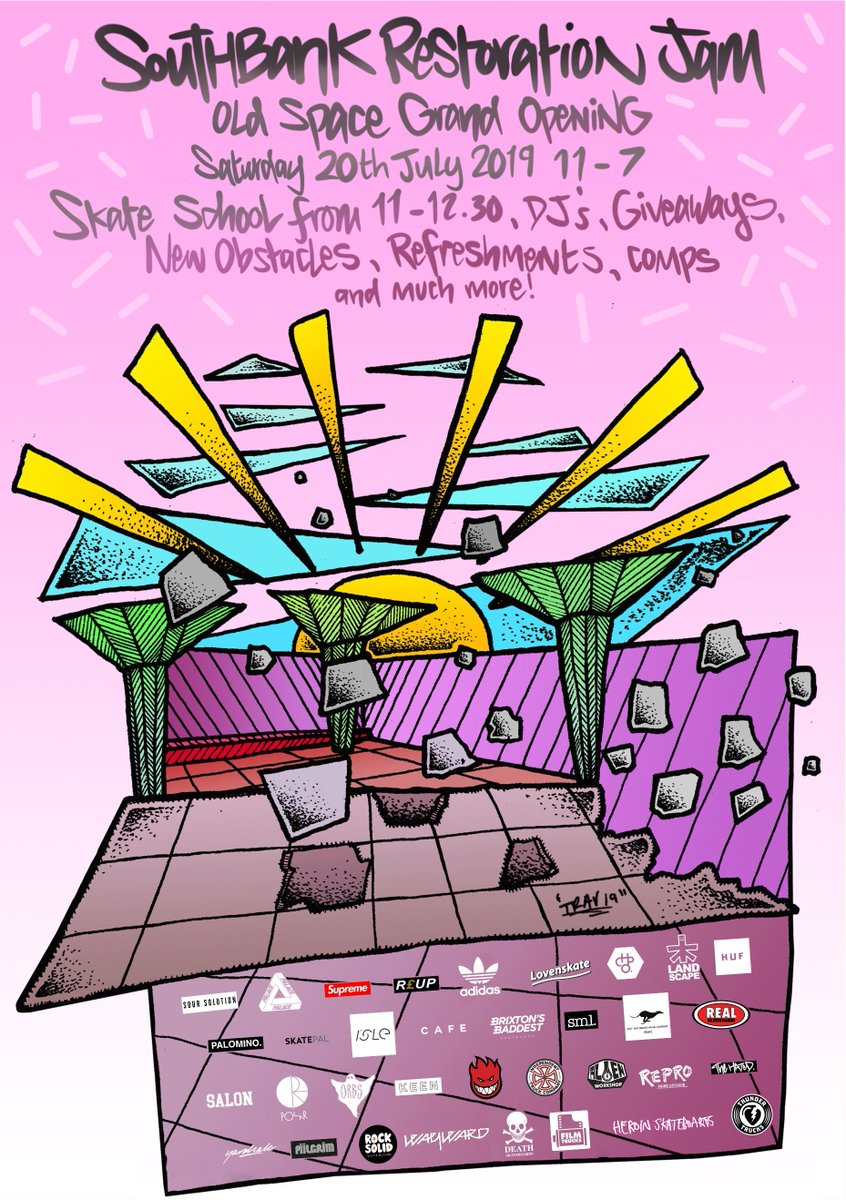 THE TIME HAS COME. We are immensely pleased and proud to announce the re-opening of historic sections of Southbank. Come and celebrate on Sat 20th July 11- 7 for skate schools, live DJ's, giveaways, new obstacles, refreshments and much more! The undercroft is unlocked! Big love❤️