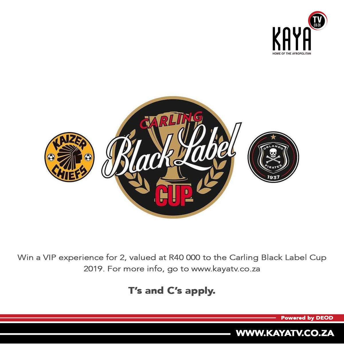 tv_kaya's tweet photo. Have you subscribed to #KayaTV for your favourite #Afropolitan content? Well, if not, head to https://t.co/1Y1ErCuUmL to stand a chance to win a VIP experience to the #CarlingCup. https://t.co/Nr29Ls86Jj