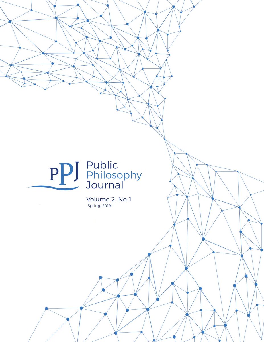 Cover image with a white background, blue lattice, and the PPJ logo. The text reads: Public Philosophy Journal, Volume 2. No. 1, Spring 2019
