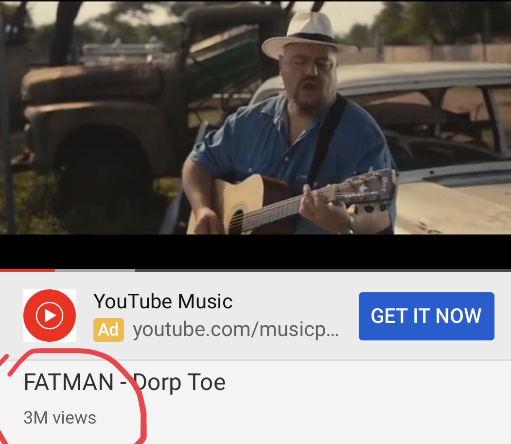 100persentegAfr's tweet photo. WOW!!! Baie geluk @fatman_brummer met die 3Miljoen kyke van #DORPTOE!! Ons is net so mal oor jou nuwe S.O.S!!  https://t.co/gUsyody2M5.  @UMGSA https://t.co/2dbIjZQqIE