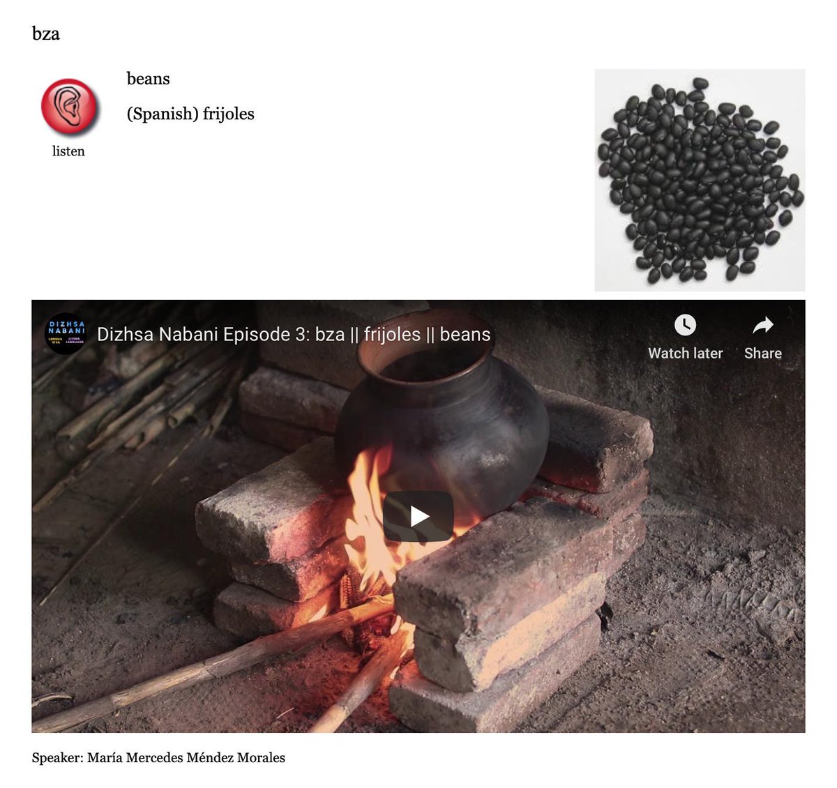 Did you know that there is an online Talking Dictionary for Tlacochahuaya Zapotec?  And scenes Dizhsa Nabani are being used to add context to entries!  Check out the entry for 'beans': talkingdictionary.swarthmore.edu/tlacochahuaya/… #IYIL2019 #Zapotec #ZapotecTD #LingFieldSchool