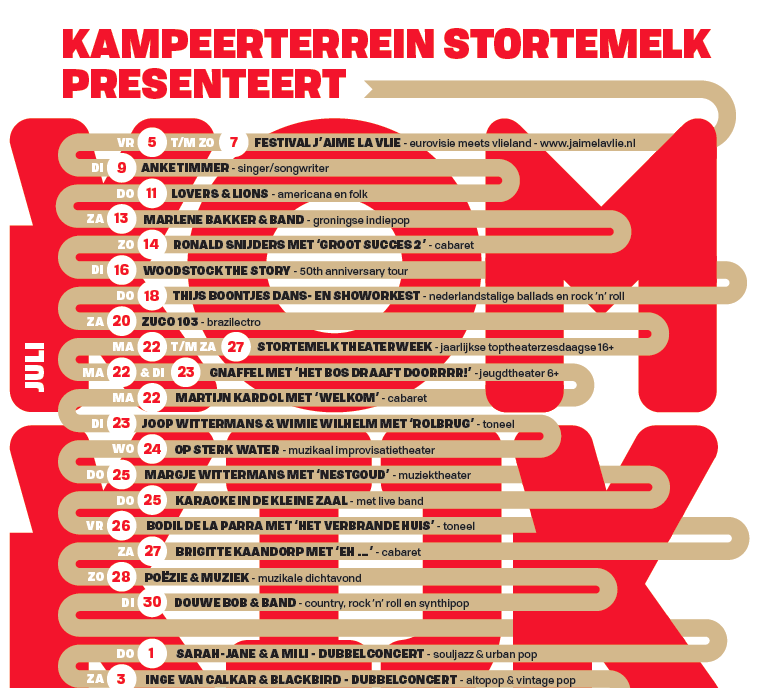 Das wel een heel mooi lijstje om tussen te staan! Morgenavond spelen wij op Kampeerterrein Stortemelk, Vlieland!! Ben je in de buurt ;-) ? Aanvang 22 uur. 
#singersongwriter #nederlandstalig #zomerprogrammering #stortemelk #vlieland #allevliegersverzamelen