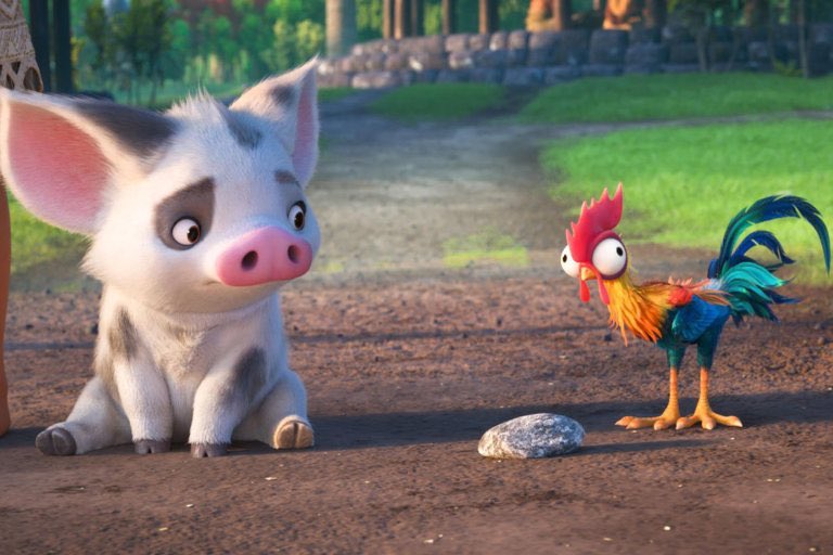 The pig was created for merchandising and disappears halfway into the movie.The chicken makes me laugh heartily.