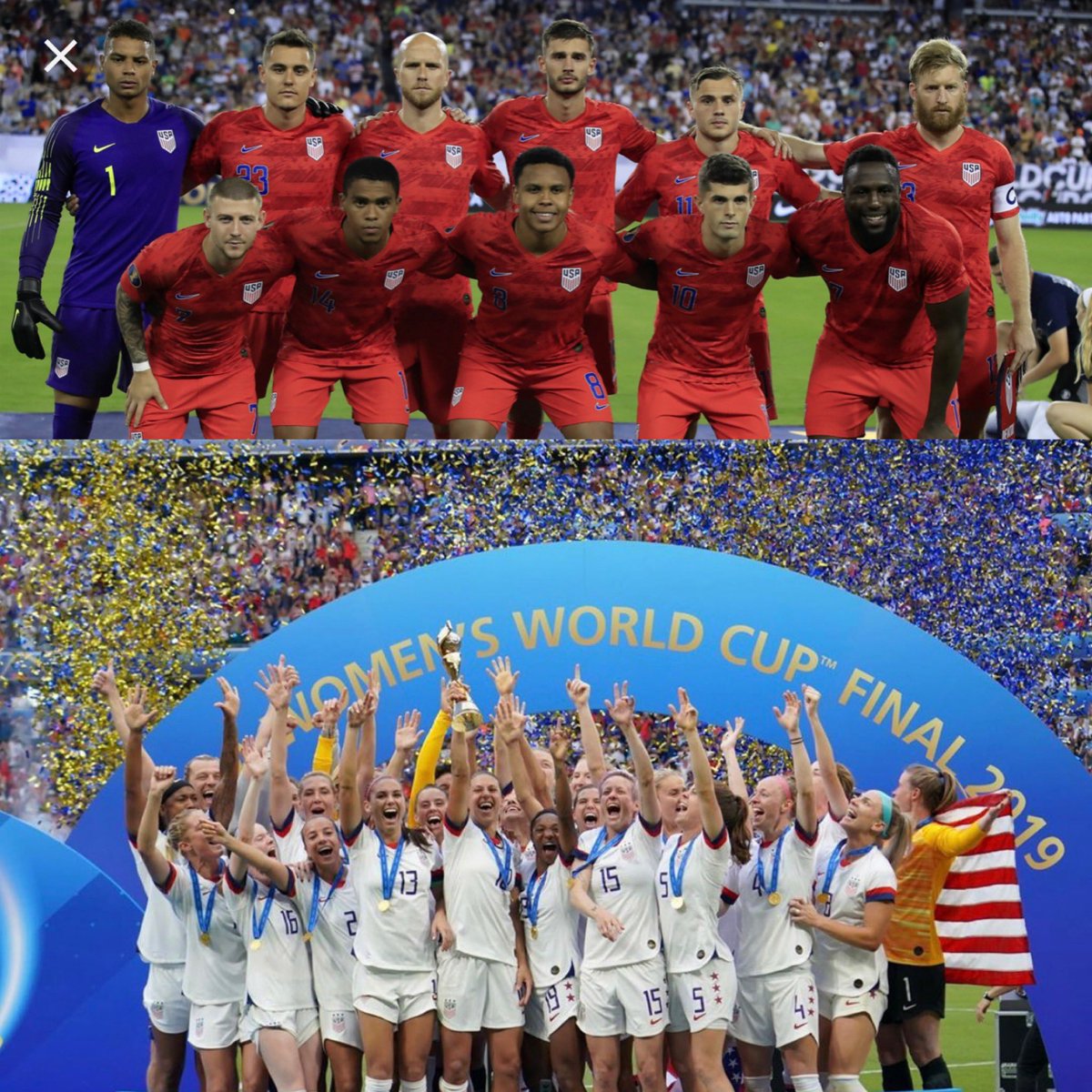 #USSoccer Where men are men and women are champions.
<a href="/USWNT/">U.S. Women's National Soccer Team</a> <a href="/USMNT/">U.S. Soccer Men's National Team</a> <a href="/ussoccer/">U.S. Soccer</a>