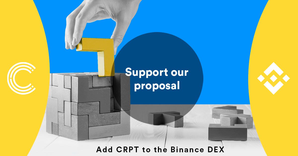 Want $CRPT listed on @Binance_DEX? We can make it happen together!

Vote for your beloved CRPT on the @Binance Chain forum. 💪😎
👉community.binance.org/topic/556/prop…

Let's tell <a href="/cz_binance/">CZ 🔶 BNB</a> why CRPT is worth it!
#Binance #Crypterium
