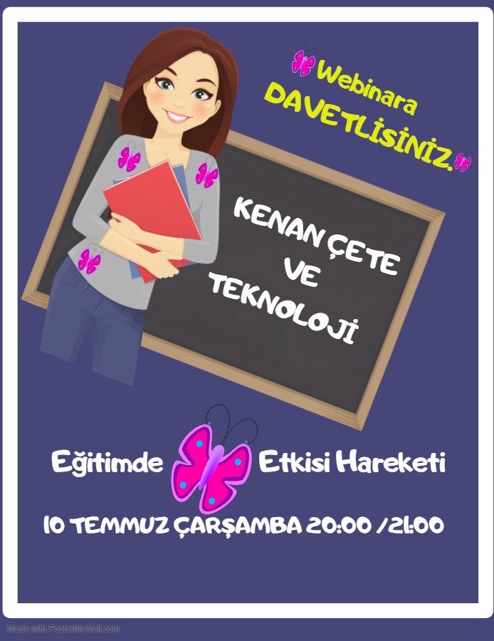 Kenan Çete çarşamba günü bizlerle olacak ve eğitimde teknoloji kullanımı hakkında çok kıymetli bilgiler paylaşacak. Yenilikçi eğitim yöntemlerinden biri de online webinarlar. Webinar, İnternet üzerinden yapılan seminer veya ders veya atölye çalışmalarına verilen ortak isimdir.