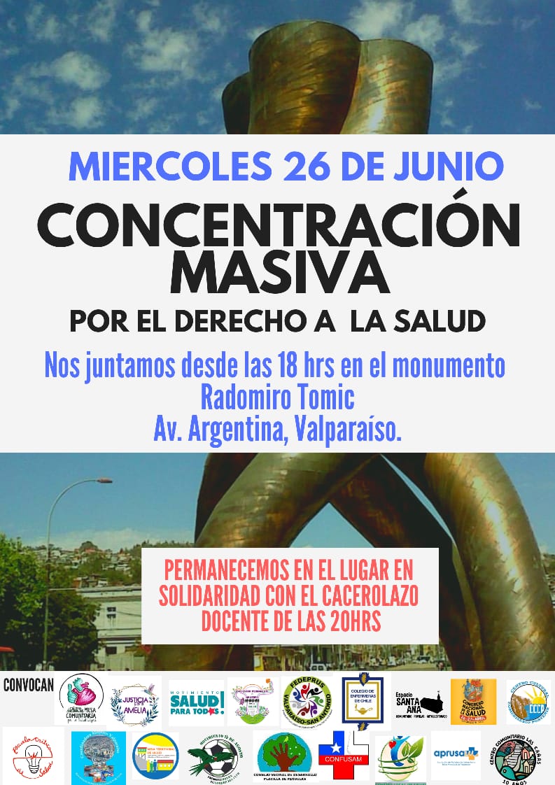 mspt_v_region's tweet photo. #Valparaíso | Nos vemos hoy a las 18 hrs para luchar  por la #SaludDigna @FedeprusVsa @ConfusamVina @ConfusamChile @PraxiLibertaria @PiensaPrensa @RadioKurruf @eldesconcierto @radioplaceres @RadioPortales https://t.co/IGod85m51B https://t.co/7OHaHhsDEt