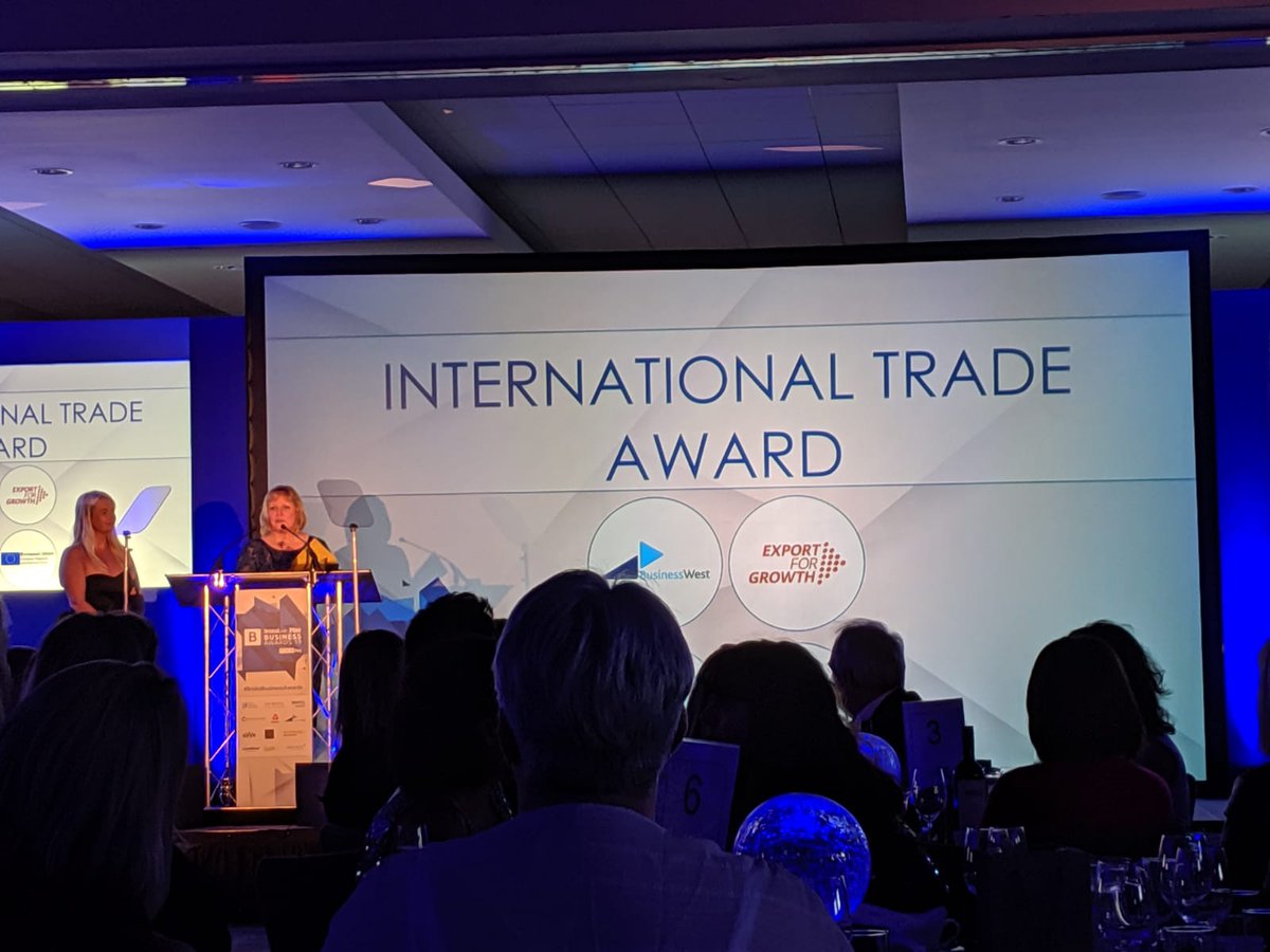 Well done to <a href="/BritishCorner/">British Corner Shop</a> who are the winners of the International Trade Category at #BristolBusinessAwards. On the stage with our #Latam #trade expert <a href="/SarahHildersley/">Sarah Hildersley</a> <a href="/bw_businesswest/">Business West</a>