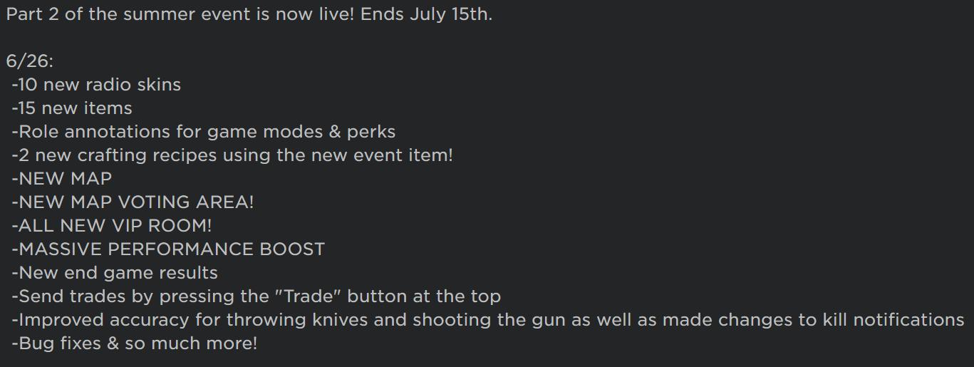 Deboooorag13 On Twitter Guess What Just Went Live In M15 New Radio Skins New Crafting Recipes New Map New Vip Room Much Much More Make Sure To - airennor twitter code murder 15 codes wiki roblox amino