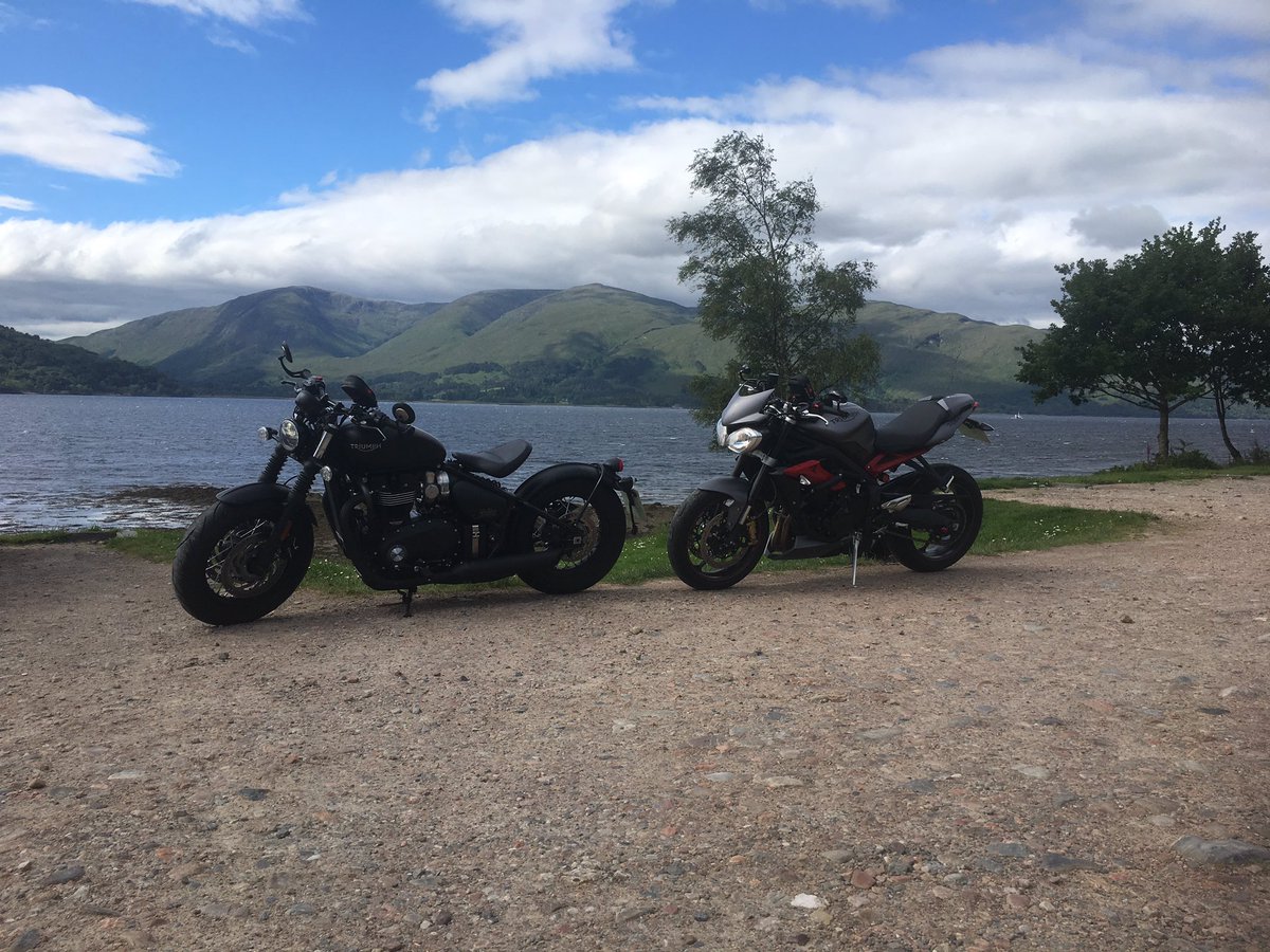 he_bru's tweet photo. What a trip, Fife, Inveraray, Connel, Fort William, and up to Skye. Fort William, Crianlarich, LochEarnhead. Some unbelievable scenery. We love you Scotland!! #Triumph #Bobber #Street #Striple #Scotland #Skye #eileandonan #mentalhealth https://t.co/5bgWn2Dzaq