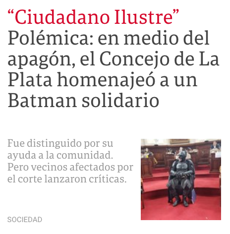 A favor de esto de Batman. Cada minuto que un concejo deliberante hace un homenaje al pedo es un minuto menos de curro inmobiliario con un primo del subse de presupuesto.