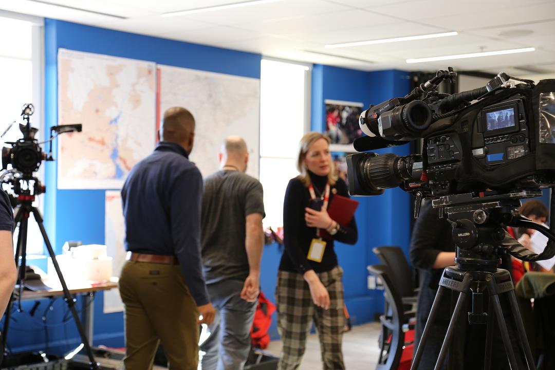Media event at the Canadian Red Cross.