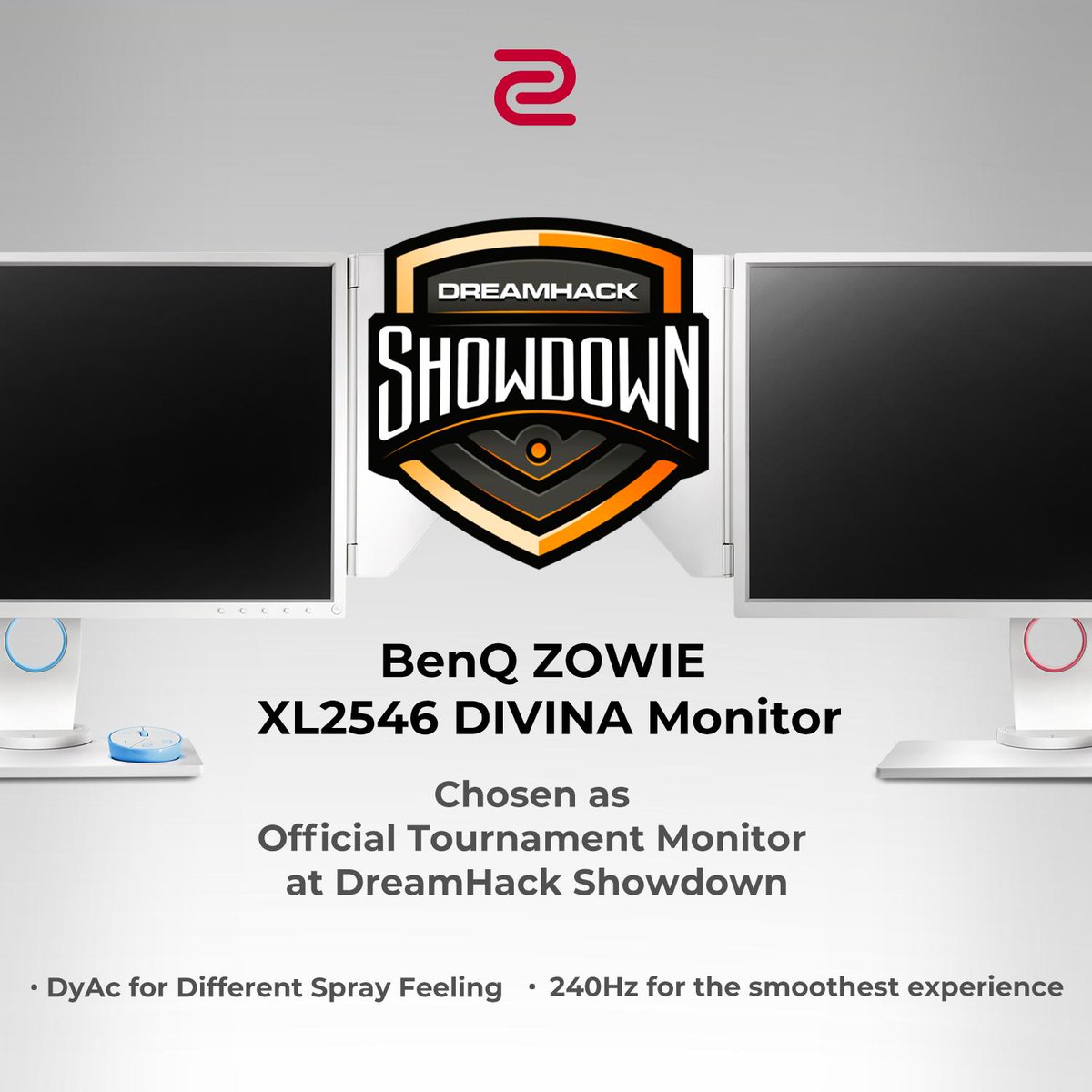 Zowie We Re Happy To Announce Zowie Xl2546 Divina Special Edition Will Be The Official Monitor Of Dreamhack Showdown Xl2546 Features Our Exclusive Dyac Technology Which Provides A Different Spray Feeling