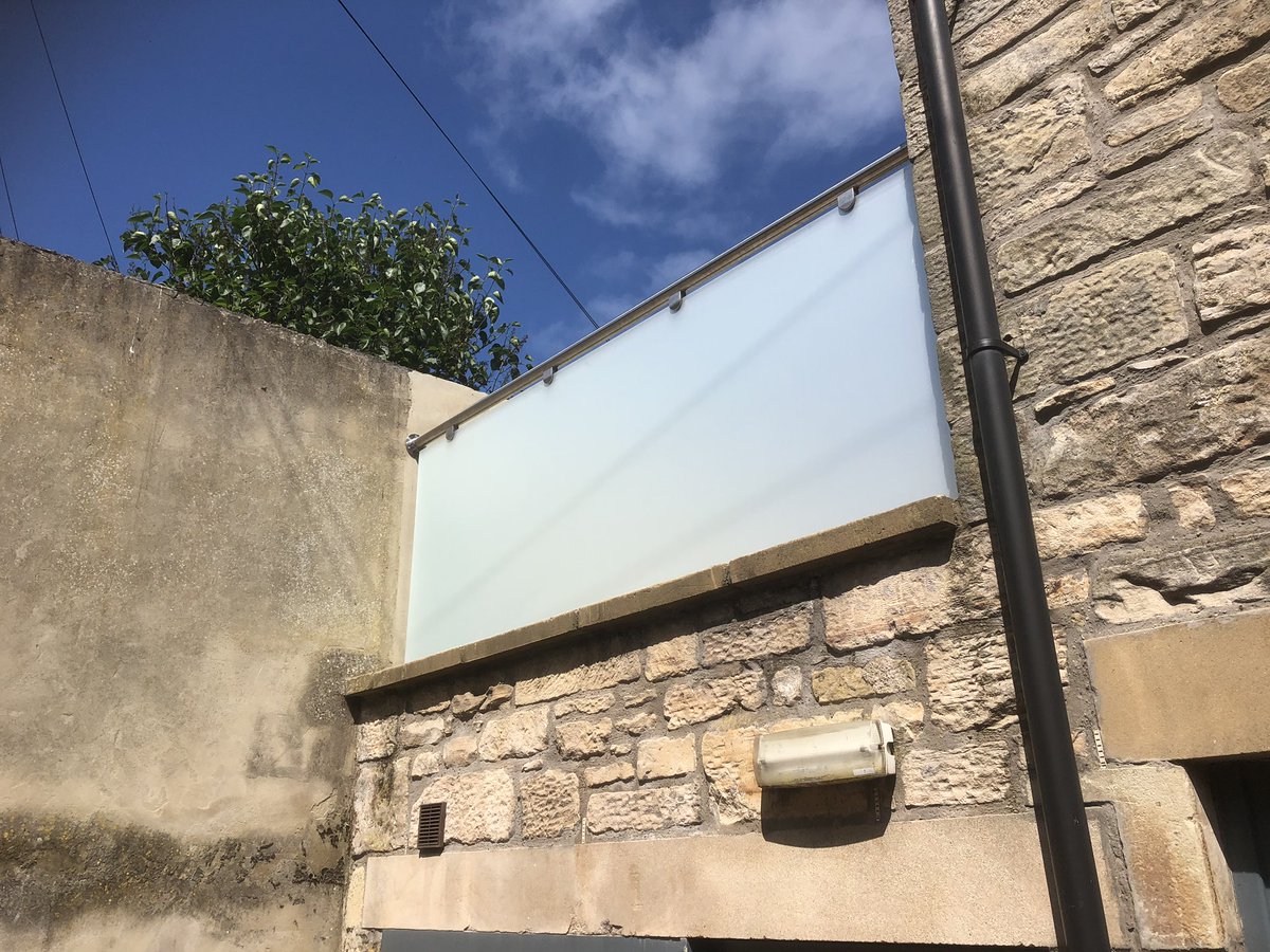 Glass Balcony fitted at #Rothbury today, all Stainless steel brackets and handrail , toughened sandblasted safety glass #Glazing #northumberland