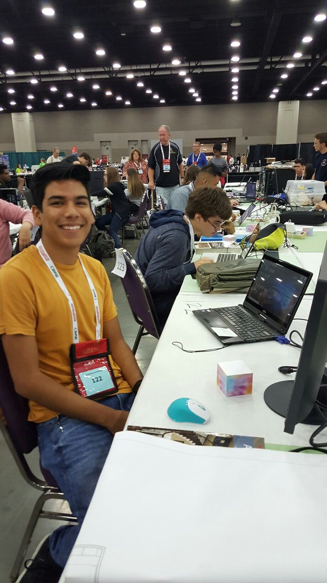 All smiles, Alan Garcia, getting ready to compete in SkillsUSA Architecture Design! Get after it Alan! #weareTECH #TECHarchitecture #skillsUSA