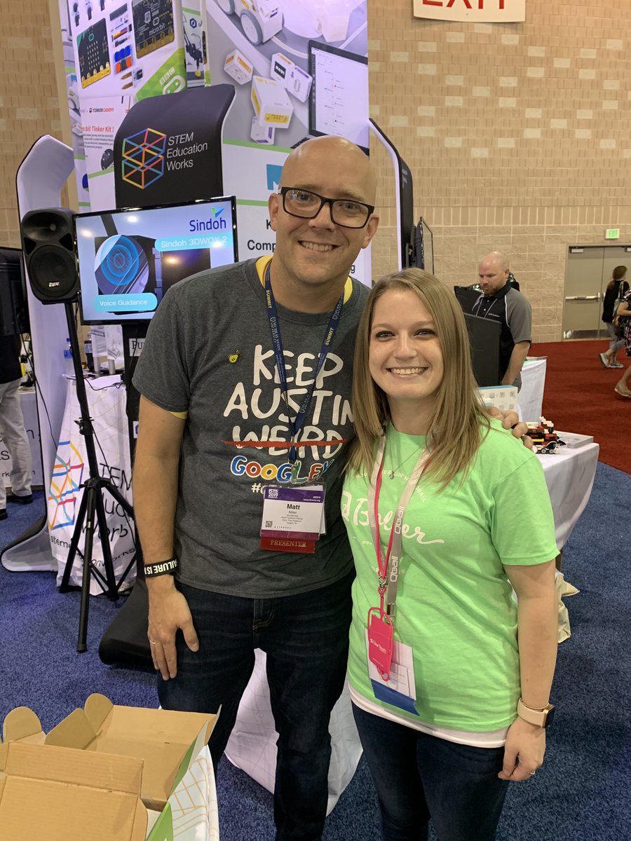 MirandaColwell's tweet photo. So excited I got to have my super-fan moment and met @jmattmiller! I absolutely love his blog and insights on education! #DitchBook #ISTE19 https://t.co/XChDsdu2Gk