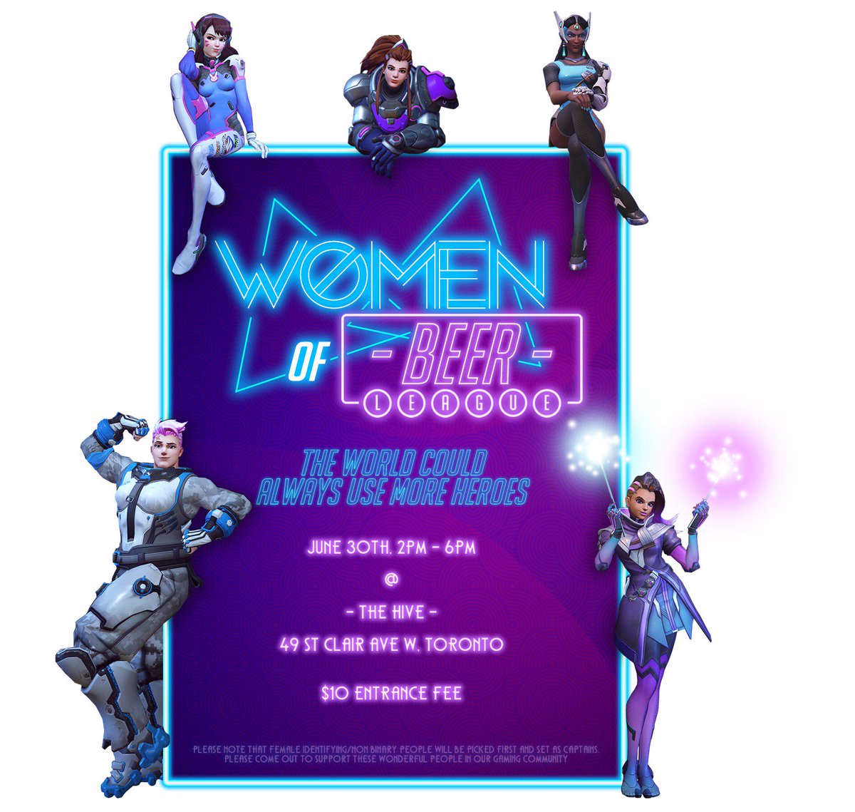 Overwatch_TO's tweet photo. The women of Toronto Overwatch Beer League have organized an open-to-everyone celebration for women who play overwatch within our community! Come out and support, have a few cold ones and wish everyone a glhf, see you there!
#TOBL3 #BeerLeague #OverwatchTO #Overwatch #TorontoOW https://t.co/pgwTd2beSp