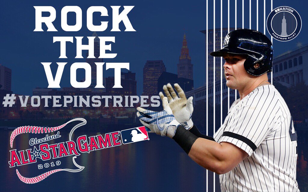 pinstripealley's tweet photo. Luke Voit has 17 home runs, a .268/.385/.489 batting line, and a 133 wRC+. 

He has the best home run hop in the game, too. #RockTheVoit #VotePinstripes 

https://t.co/orTVRBFcCS https://t.co/66F3jTzIUM