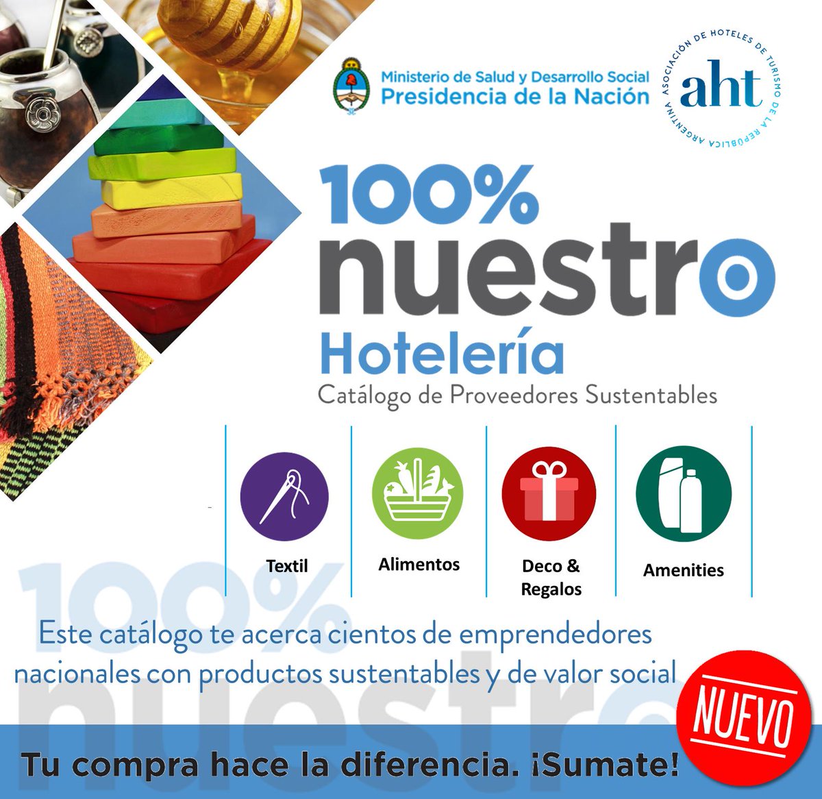 🎉🎊 #Orgullosos Hoy realizamos el Lanzamiento del 1er. Catálogo de Proveedores Sustentables para la #Hotelería, realizado conjuntamente con @SaludyDSocialAr. Ahora se hace visible el trabajo de cientos de emprendedores que trabajan en forma directa o indirecta con el turismo.