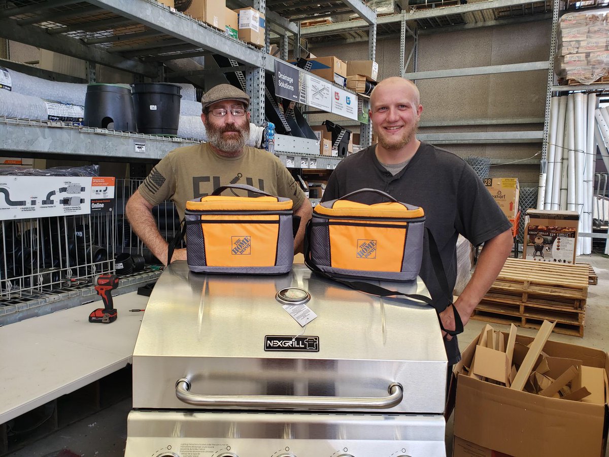 Eamon &amp; Ryan showing off their new Home Depot coolers that 2412 gave them for all their hard work ⁦<a href="/JCHomeDepot/">John Carr</a>⁩ ⁦<a href="/JPhillipsD176/">Jason Phillips</a>⁩ ⁦<a href="/JasonArigoni/">Jason Arigoni</a>⁩