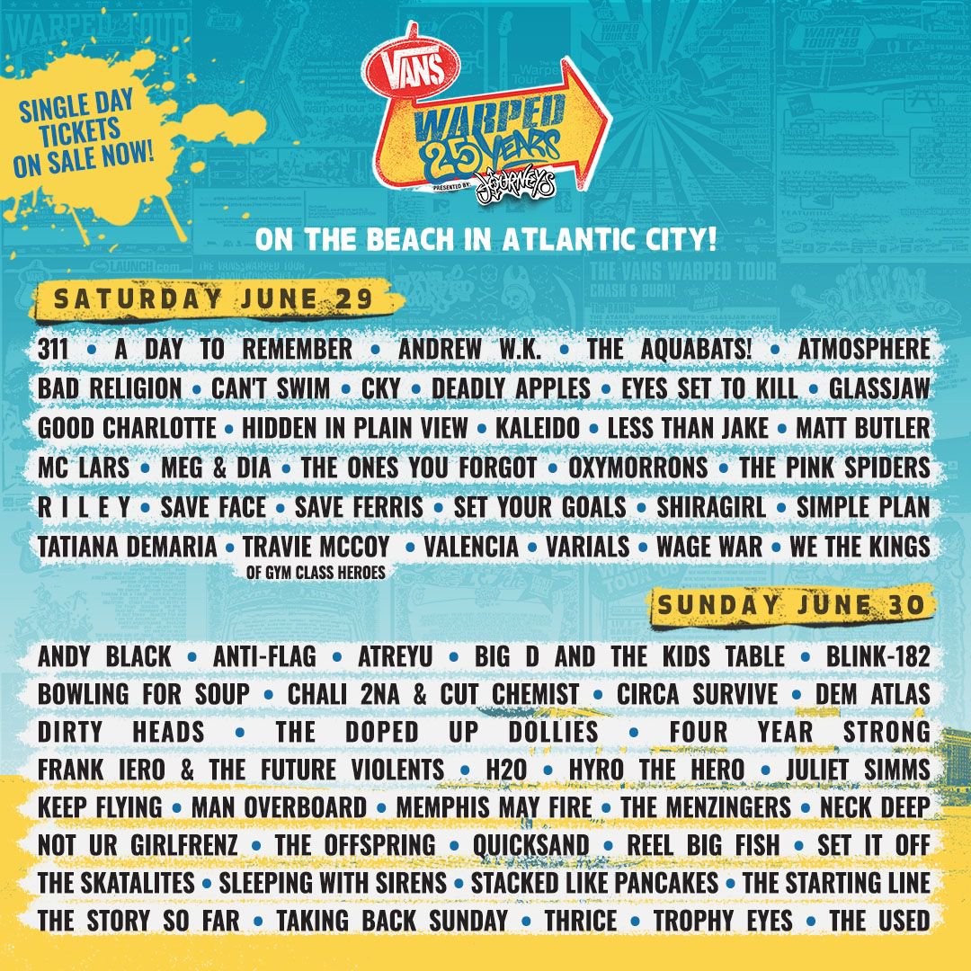 van warped tour lineup