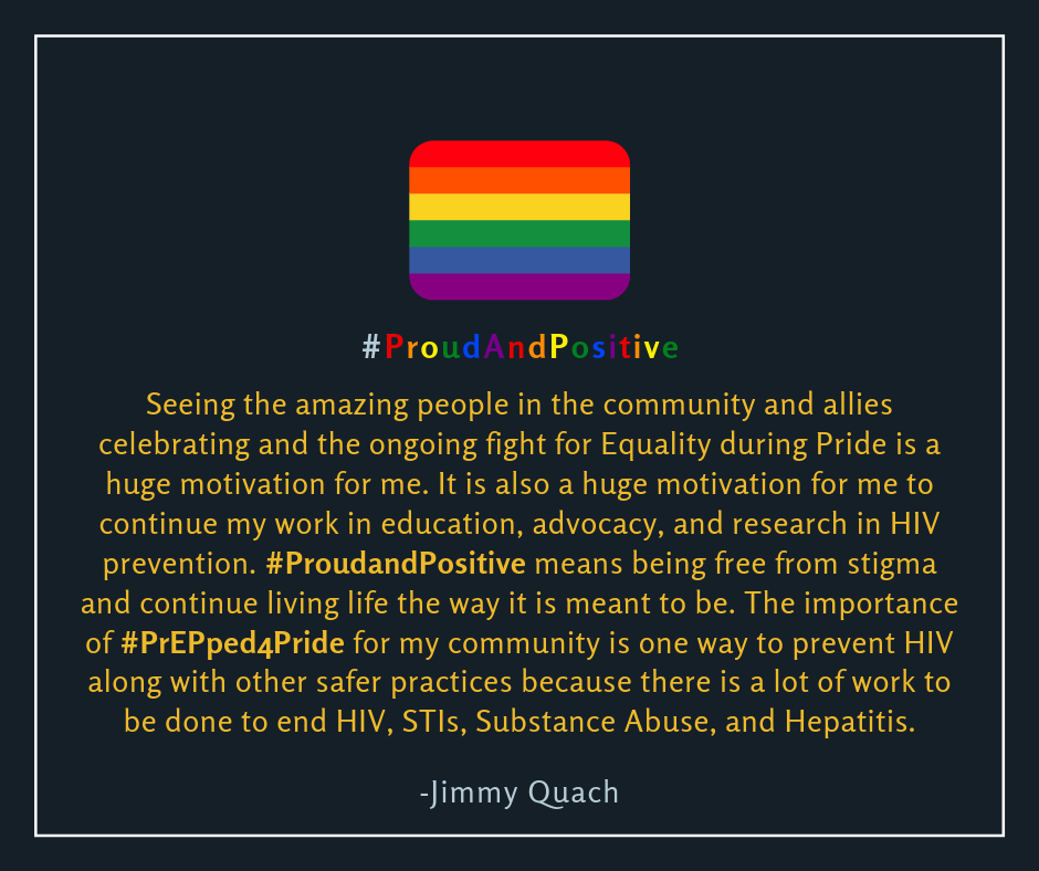 NMACCommunity's tweet photo. " #ProudandPositive means being free from stigma and continue living life the way it is meant to be. The importance of #PrEP4Pride for my community is one way to prevent HIV along with other safer practices because there is a lot of work to be done to end HIV..." https://t.co/erNl4bztTu