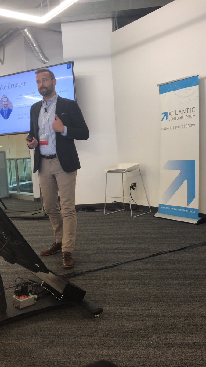 AtlanticVF's tweet photo. Luke Krueger, Co-Founder of @valhallacap speaks to the @AtlanticVF audience about Realistic Deal Structuring. Did you know - “There is half the available capital for Canadian startups when compared to their American counterparts”. Some food for thought. #AVF2019 https://t.co/cEGLujNa8h