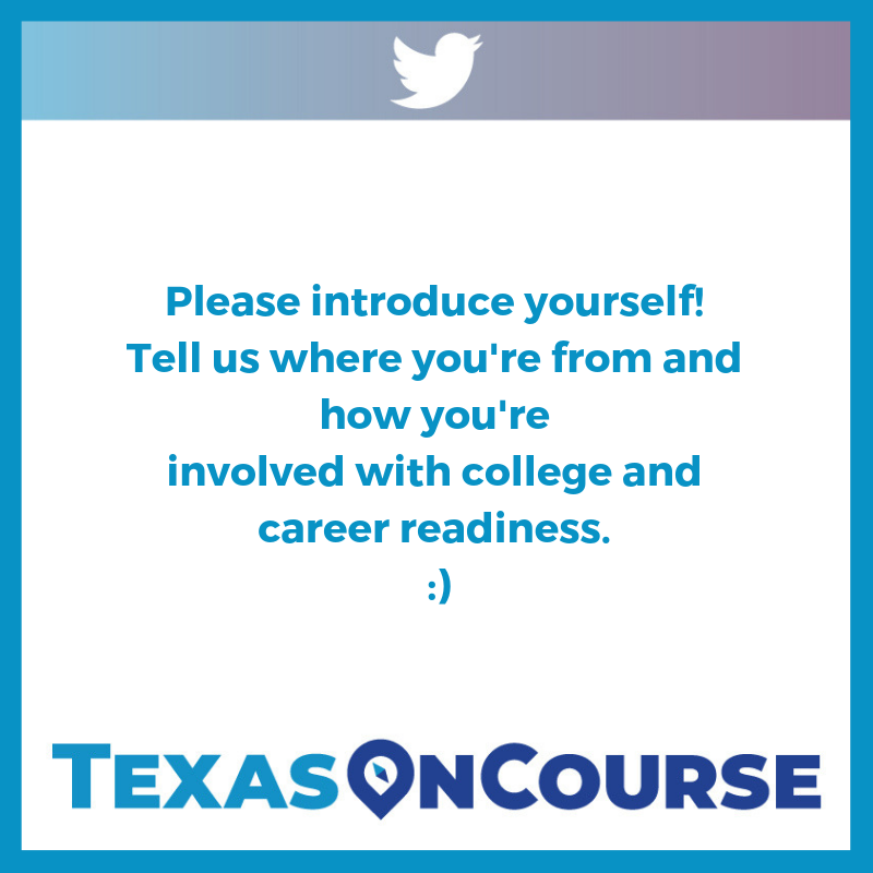 TexasOnCourse's tweet photo. Tell us about YOU! How are you involved with students with disabilities or college and career readiness? #UniqueAdvising #AskTXOC https://t.co/VyP59Y2h66