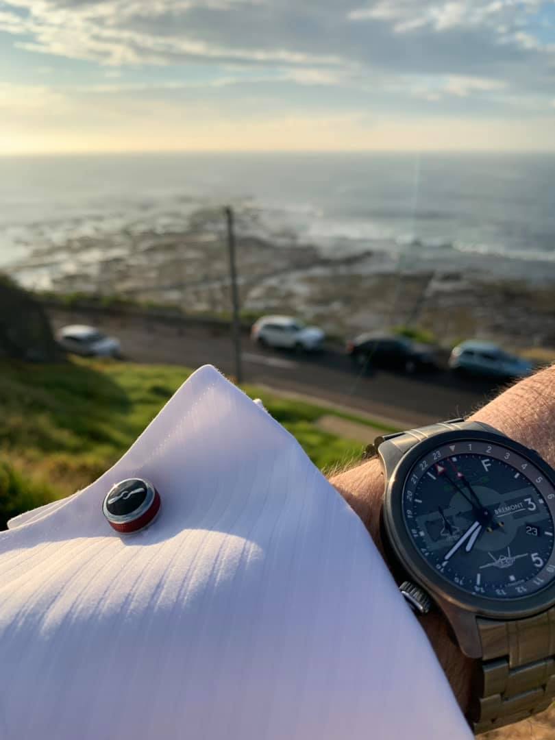 BremontMilitary's tweet image. The @Bremont military edition for pilots of the F-35A Lightning II is looking quite good with a crisp shirt and Bremont cufflink! Not a bad view either! #F35A #LightningII