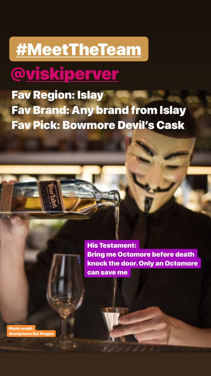 IstanbulWhisky's tweet photo. Meet the team 
➖➖➖
Istanbul Whisky Society member @viskiperver 

Favorite Region: Islay
Favorite brands: Any brands from Islay
Favorite Pick:
@bowmore Devil’s Cask 
🥃🥃🥃 https://t.co/KjbSlAaUh0