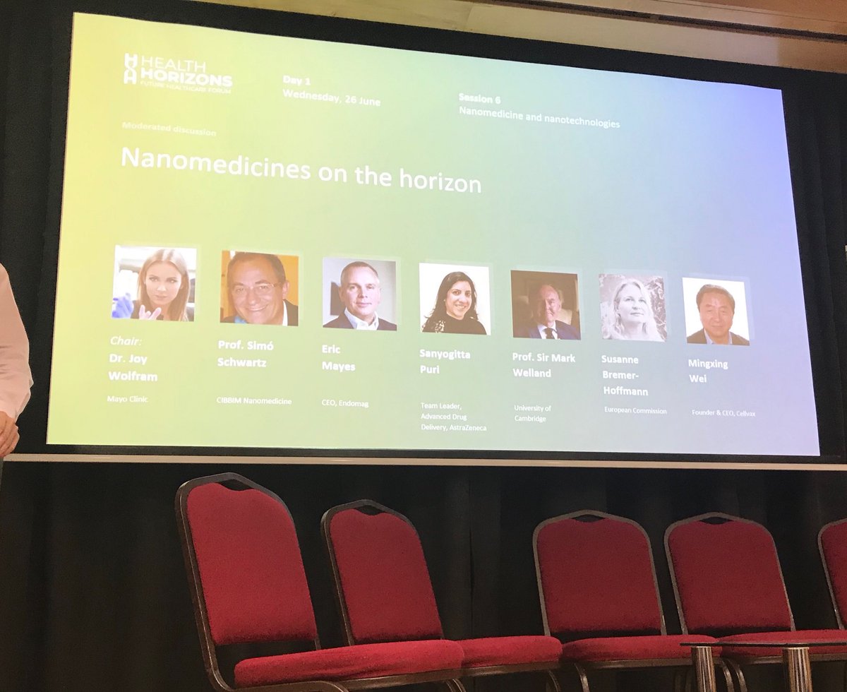 Excited to contribute to the moderated discussion on Nanomedicine on the horizon at the #health horizons conference. Great exchange on challenges of Nanomedicines ⁦<a href="/EU_ScienceHub/">Testing</a>⁩ .