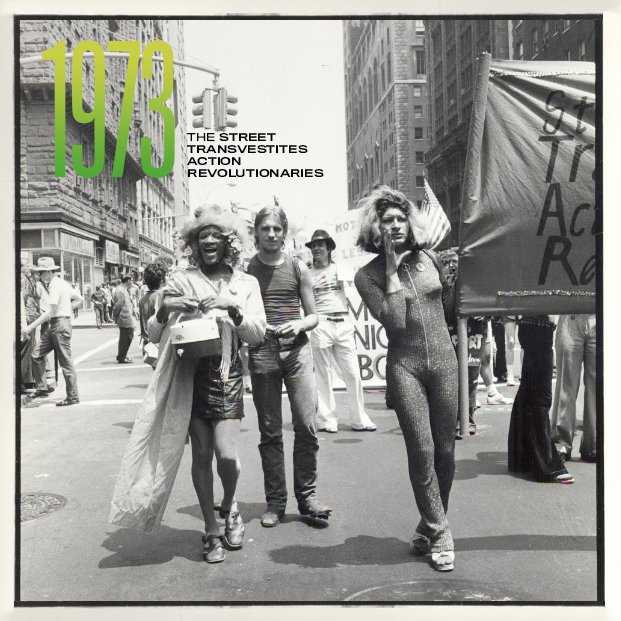 Photo of Marsha P. Johnson, Sylvia Rivera and others from 1973