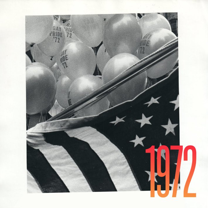 Balloons that say "Gay Pride 72"