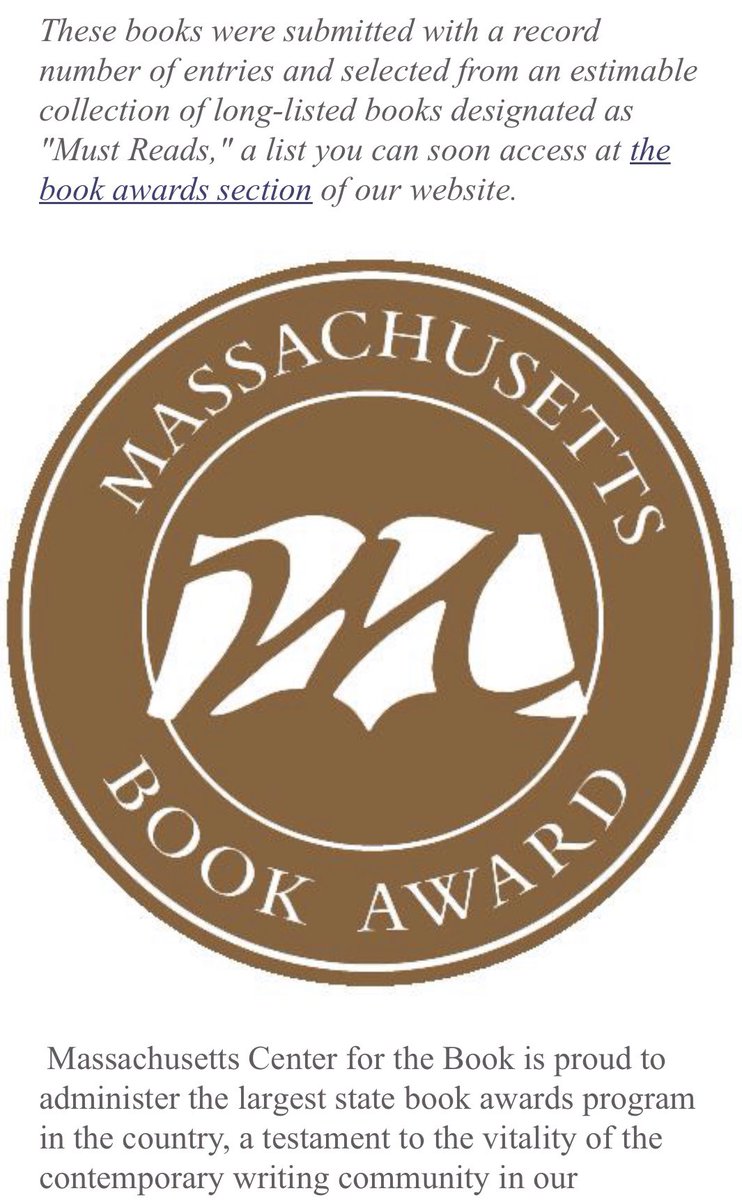 Some exciting book award news:

THE CARE AND FEEDING OF A PET BLACK HOLE won the Massachusetts Book Award in the Middle Grade/YA category!! It's also a finalist for the 2019-2020 Massachusetts Children's Book Award!

Thanks for all the book love, MA:) The feeling is mutual.