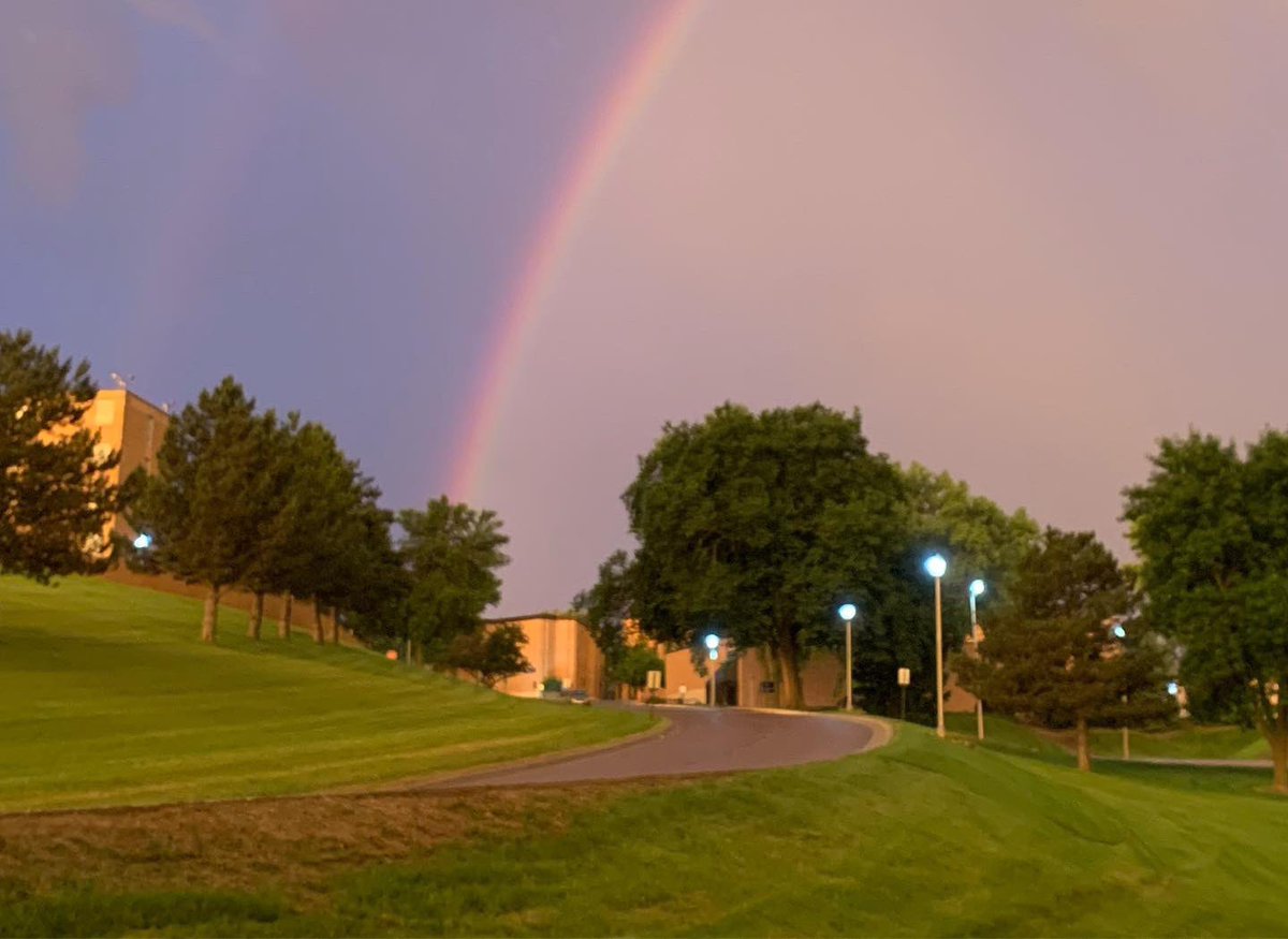 Cliff_WVB's tweet photo. Life is like a rainbow. You need both the sun and the rain to make its colors appear. ❤️🧡💛💚💙💜 This morning this lovely rainbow covered campus with its beauty! Just one more illustration of how special BCU is! Schedule your visit now! 🏐💙💛 #battleon #createyourownrainbow🌈 https://t.co/xnXYK3nRG7