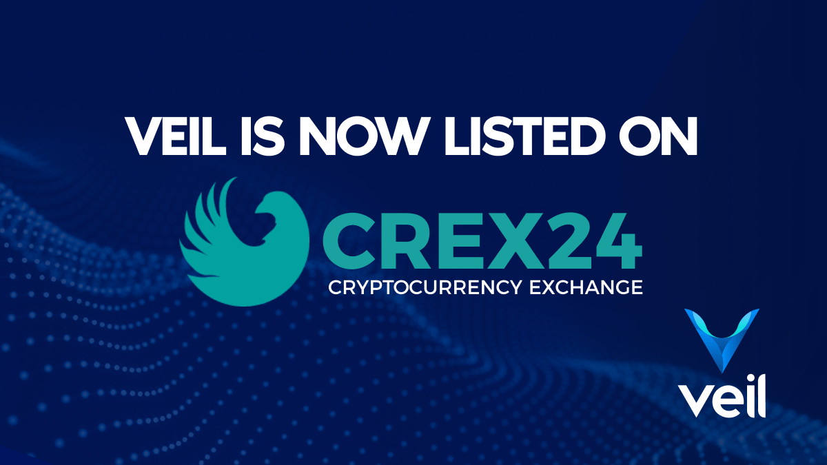 ProjectVeil's tweet photo. Veil is now listed on CREX24, a popular #exchange with many altcoins and fiat options and low fees.

https://t.co/spkncbeoNe

$Veil #privacycoin #listing @Crex_24 https://t.co/dWIi90nXVs