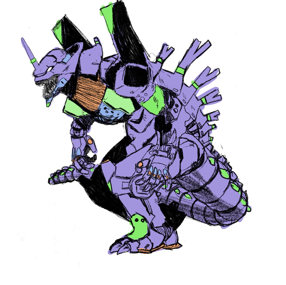 Ðððð  Ð§ððð On Twitter Mako X Godzilla X Evangelion Heres A Look At Another Commission Also This One Is Digital Ive Also Added A More Eva Sketch Too Evangelion Godzilla