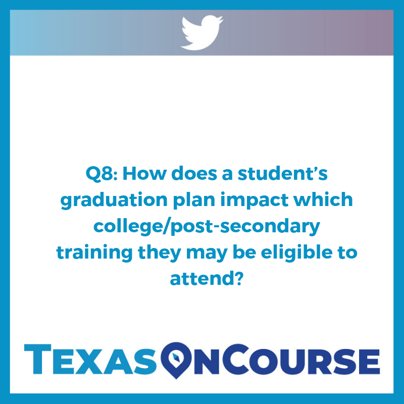 TexasOnCourse's tweet photo. Q8) How does a student's grad plan affect their postsecondary options? #UniqueAdvising https://t.co/KCdEFeWsFA