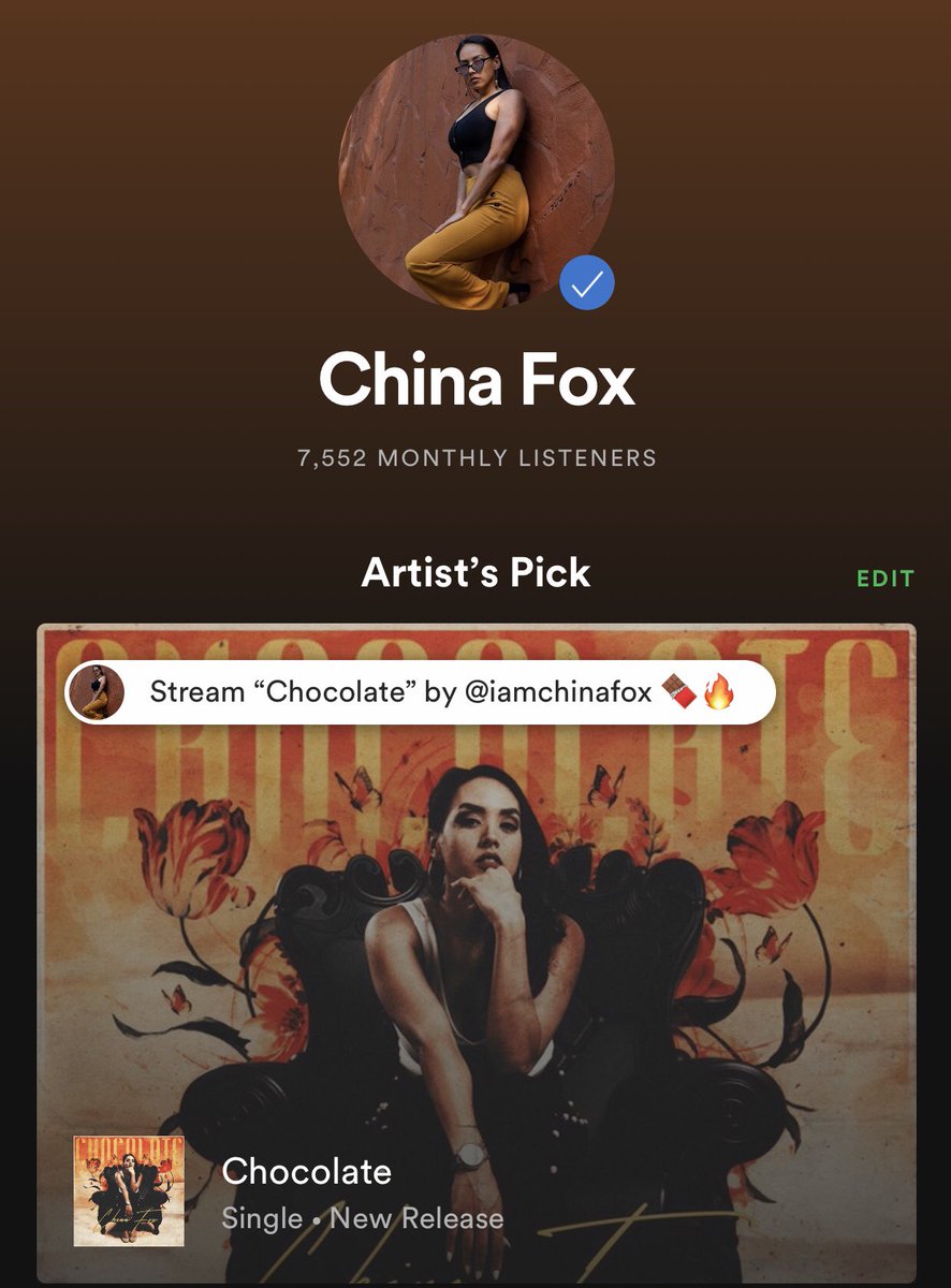 iamkeoofficial's tweet image. Thanks for 7k listeners so far! 🎊 Keep streaming and adding “Chocolate” to Spotify playlists 🍫👌👀 #listen #rnb #newmusic #chinafox #chocolate #nowplaying #rt